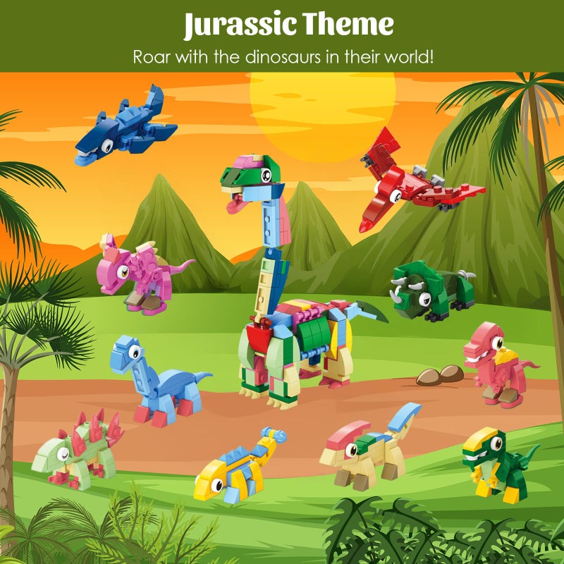 GOLDGE 30 Packs Animal Party Favors for Kids, 999+ PCS Mini Building Blocks, 3 Styles Dinosaur/Sea/Forest 10-in-1 Models, Goodie Bag Fillers, Classroom Treasure Box Toys for Boys & Girls Ages 6+ - Image 5